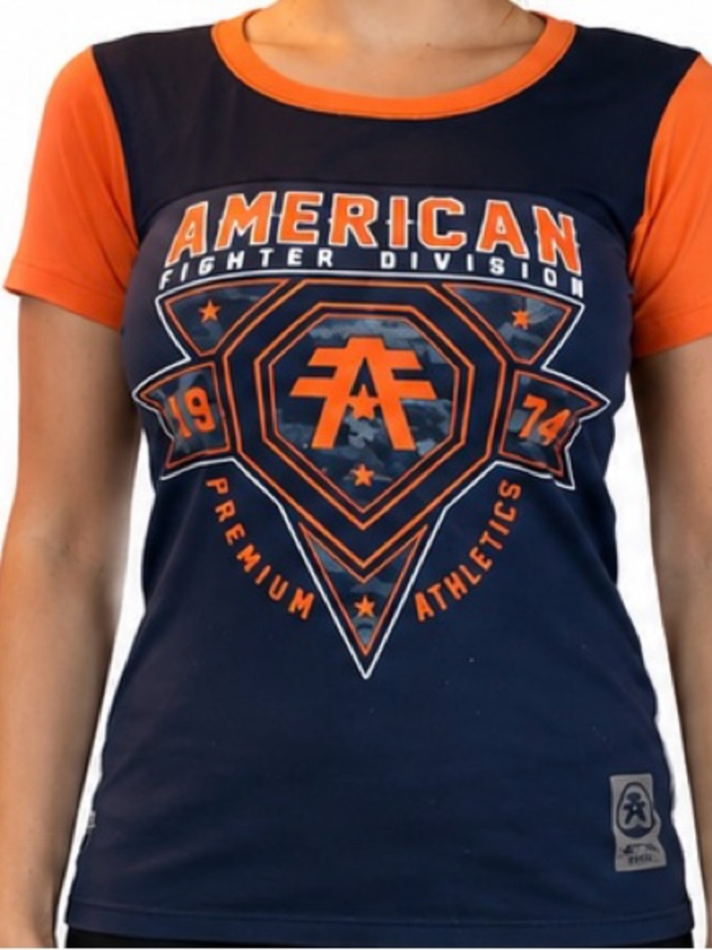 American Fighter Navy and Orange Graphic Short Sleeve Tee